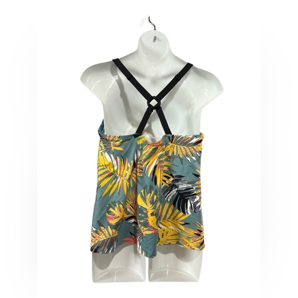 NEW, Penningtons, Tropical Crossback Tankini Top, 2X, Green, Yellow 🌴 - Picture 6 of 10